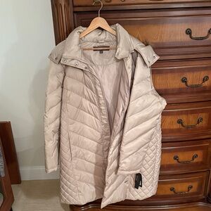 Kenneth Cole Reaction Light Beige Quilted Puffer Coat